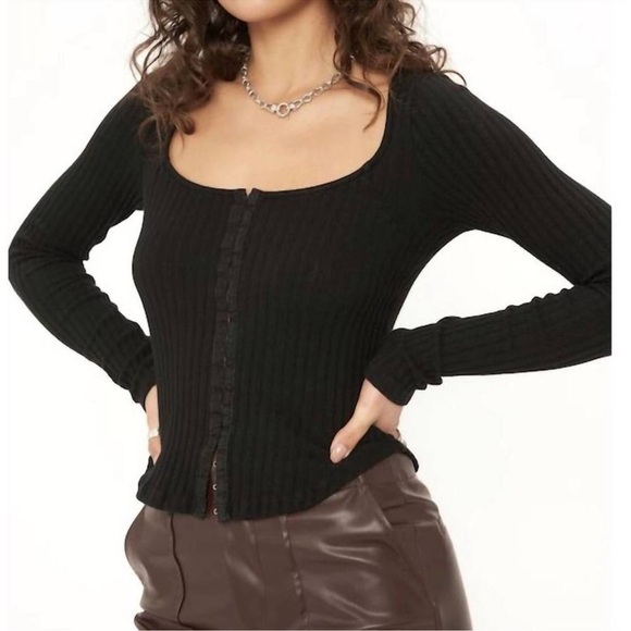 PROJECT SOCIAL T city slicker fitted rib long sleeve top - Picture 1 of 5
